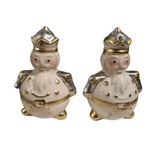 White gold silver nutcracker salt and pepper set christmas